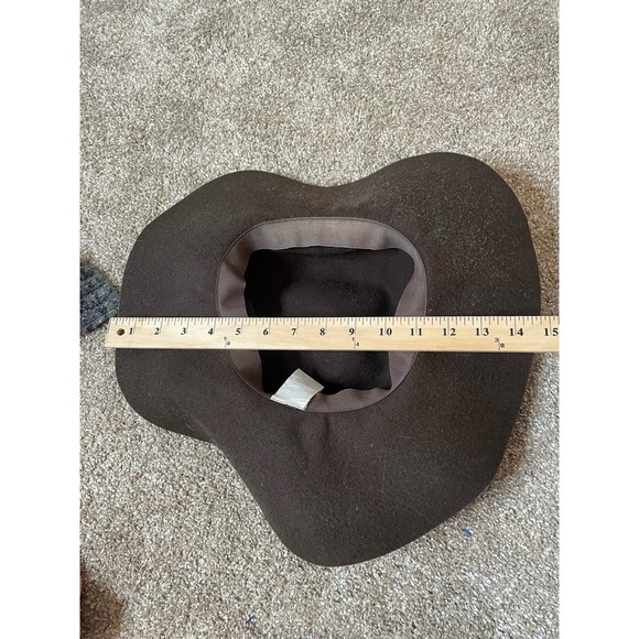 Free Press floppy hat chocolate brown gold chain brim wool Fall Winter OSFM - Picture 7 of 12